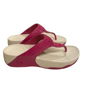 Fitflop Women's Microfibre Faux-Leather Sides Toe-Post Slip-On Sandals Sz 7